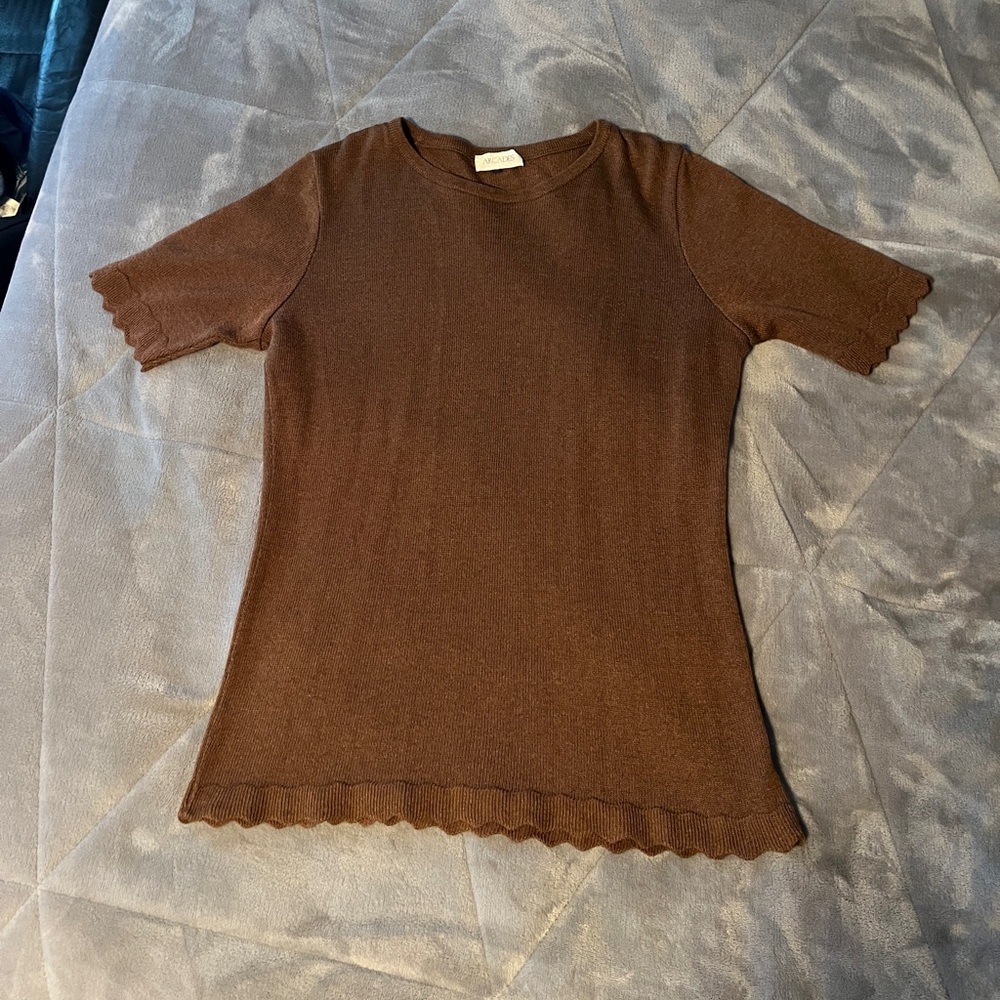 Arcades Brown Knit Short Sleeve Shirt